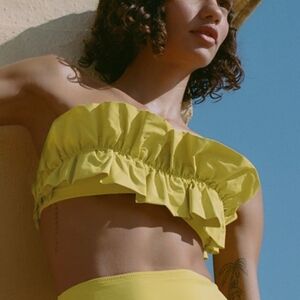 NWT Zara Ruffled Bandeau Bikini Top in Bright Yellow/Chartreuse - Sz M